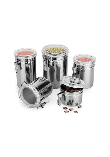 1 Adet Depolama Şişeleri Paslanmaz Çelik Mühürlü Teneke Kutu Kahve Unu Şeker Konteyner Tutucu Ev St 10x16 Cm