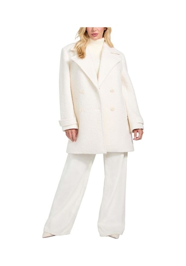 Kadın Leona Yün Karışımlı Kaban - Beyaz Beyaz