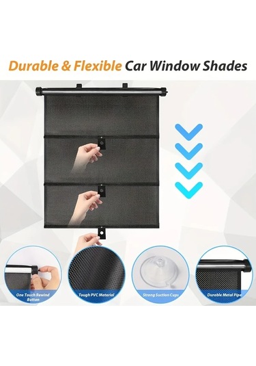 Xuweiwei Siyah 45x50 Cm Rulo Noktalı Araç Güneşlik Perdesi Kolay Takılır Uv Isı Koruma