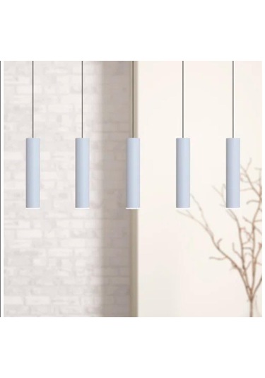 Mylights Sıralı Masaüstü Beşli 5 Li 120 Cm Mat Beyaz Gün Işığı Led Ampullü Led Avize Masa Üstü Led Spot Beyaz