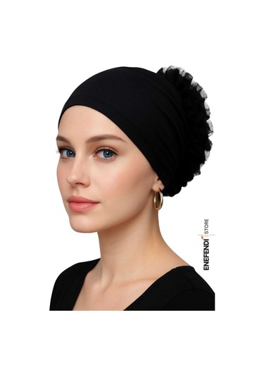 Silikonlu Fırfırlı Bone Kaymayan Topuz Bonesi Dikişsiz Siyah Konforlu Şık Pratik Bone Çok Renkli