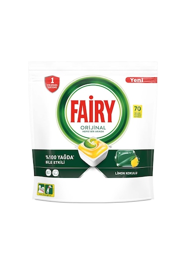Fairy Hepsi Bir Arada Limon Kokulu Bulaşık Makinesi Deterjanı 70 Tablet