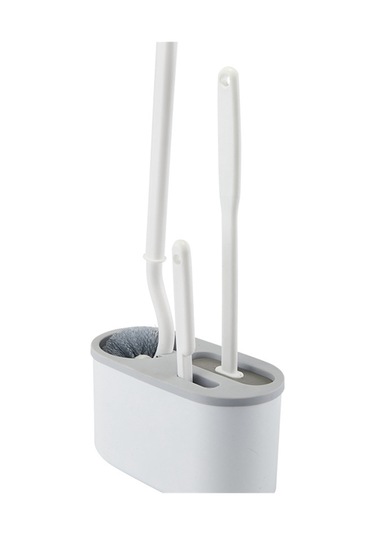 3'ü 1 Arada Beyaz Tuvalet Fırçası Silikon Duvara Monte Raf Wc Banyo B Gri Ve Beyaz