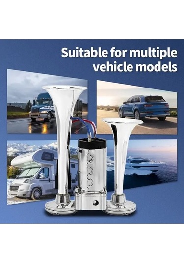 Pazly İlk Nesil Gümüş Düdük Air Horn Kamyon Gemi Araba Tren Kornası Yüksek Sesli Süper Uygun