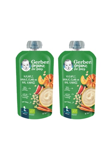 Gerber Organik Yulaflı Elma, Havuç ve Balkabaklı Püre 110g x 2 Adet