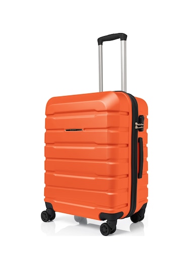 Unisex 4 Tekerli Kilitli Kabin Boy Valiz Bavul Turuncu