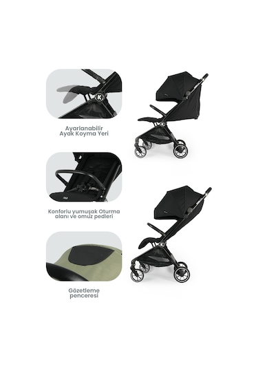 Kanz Bold Autofold Kabin Boy Bebek Arabası Ironblack