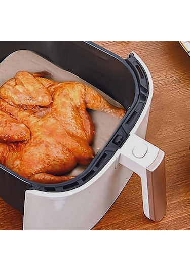 50 Adet Air Fryer Pişirme Kağıdı Tek Kullanımlık Yağ Su Geçirmez Yapışmaz Deliksiz Düz Kare Model 5250