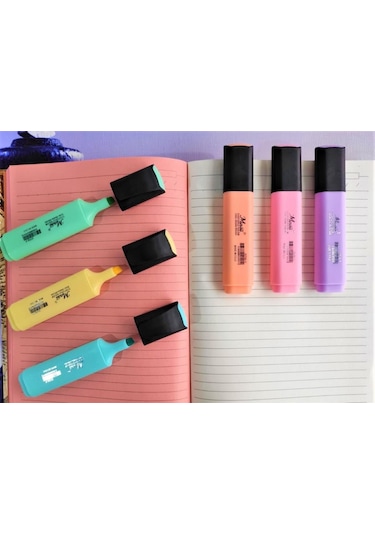 Masis Pastel Renk Fosforlu İşaretleme Kalemi 6'lı Set Çok Renkli