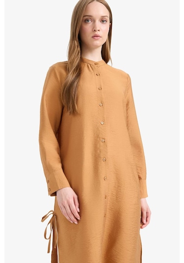 DeFacto Regular Fit Basic Düz Yanları Bağcıklı Uzun Kollu Tesettür Gömlek Tunik F2182AX25SMBN563