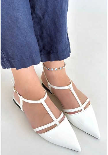 Canca Beyaz Rugan Babet Ayakkabı Çok Renkli