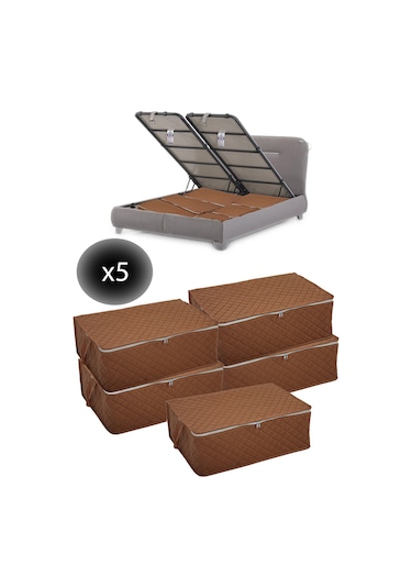 Adarya Home 5 Adet Bazaaltı Hurç 60 x 40 x 22 - Büyük Boy Baza Hurcu -  Taba