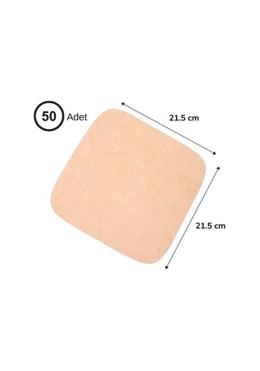 9055817132407drvs1 - 50 Adet Air Fryer Pişirme Kağıdı Tek Kullanımlık Yağ Su Geçirmez Yapışmaz Deliksiz Düz Kare Model