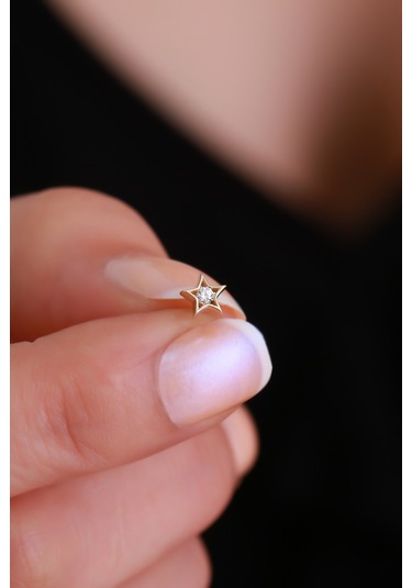 14 Ayar Altın Taşlı Sirüs Kelebek Tragus Piercing Sarı