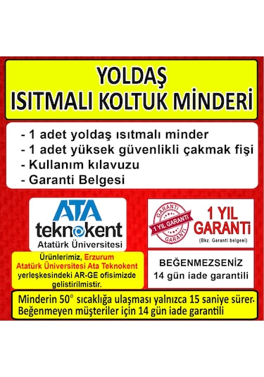 Yoldaş Isıtmalı Oto Koltuk Minderi, 15 Saniyede Hızlı Isıtma