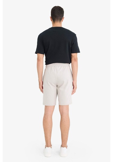 Defacto Slim Fit Dar Kesim Cepli Pamuklu Basic Düz Bermuda Şort W1105az25spbg170 Bej