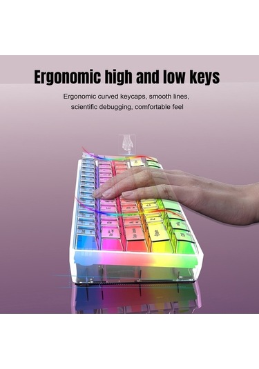 Dancemonkey Hxsj V700t 61 Tuşlu Rgb Aydınlatmalı Şeffaf Klavye - Ergonomik, Çıkarılabilir Usb Kablo
