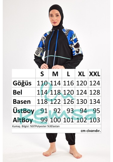 Spor Likra Tam Kapalı Tesettür Mayo 1225 Siyah11 Siyah11