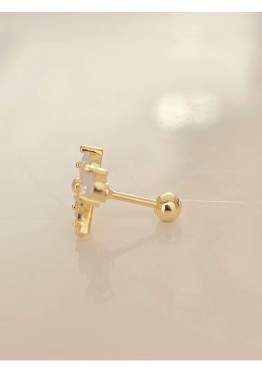 Fiyonk Kurdela Model Kıkırdak Piercing Tragus Helix Gold Renk Küpe Gold