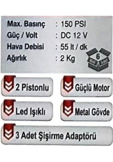 Proter Pr 252 Kit Lastik Şişirme Mini Kompresör