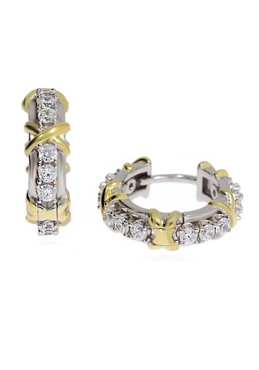 Kadın Tasarım Taşlı Halka Gümüş Küpe Gold