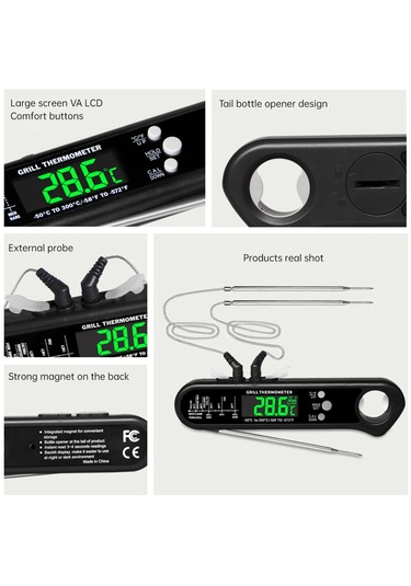 Pişirme Için Dijital Et Termometresi Pille Çalışan Siyah