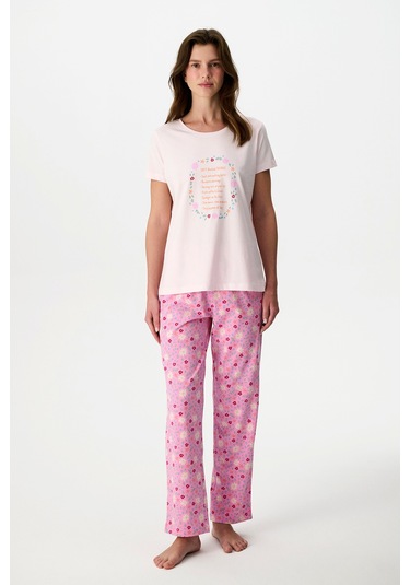 Penti Pembe Weekends Pamuklu Pantolon Pijama Takımı