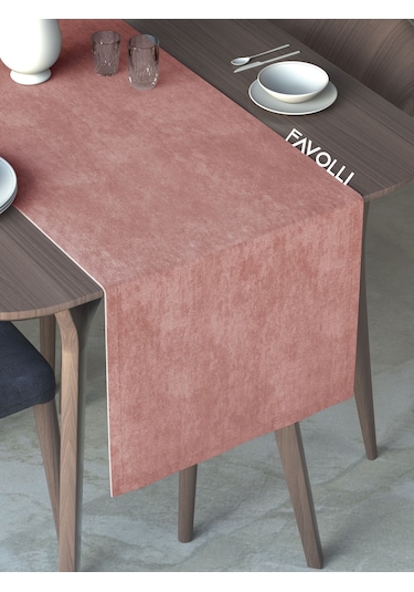 Açık Pembe Rengi Kadife Dokulu Runner Dream Series 40 X 140 Açık Pembe