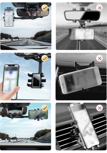 Shineyee Dikiz Aynası Telefon Tutucu Döndürülebilir Ve Geri Çekilebilir Araba Telefon Tutucu Tüm Arabalar İçin 360 Ayarlanabilir Telefon Tutucu