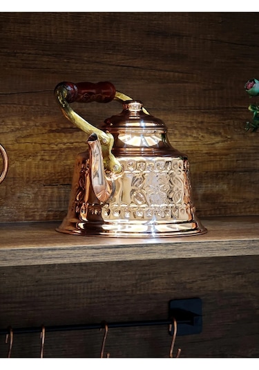 Moda Bakır Bakır Demlik İşlemeli Bakır