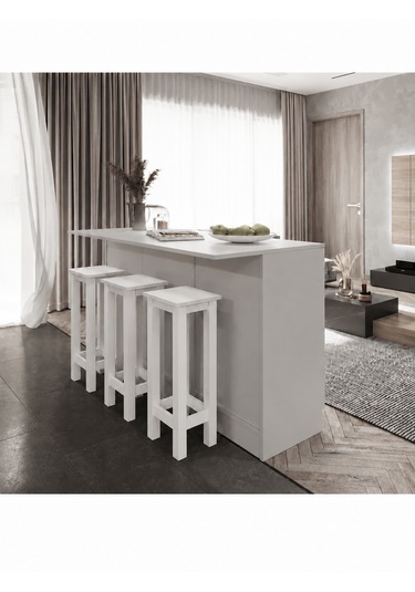 Gora Tabure - 40cm - Bar Sandalyesi - Bar Taburesi Beyaz