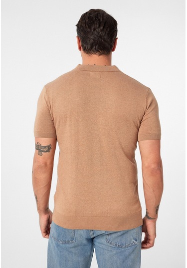 Gerhard Erkek Regular Fit Triko Polo Yaka T-shirt Vizon