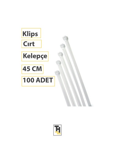 Dayanıklı Klips Cırt Kelepçe Ayarlanabilir, Çok Amaçlı, Kablo Ve Boru Sabitleme 45 Cm 100 Adet