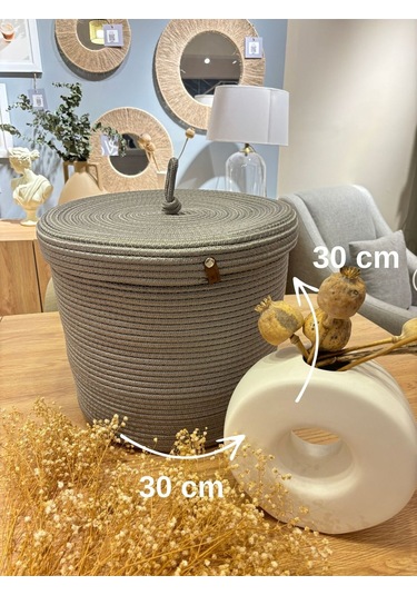 Victor Çok Amaçlı Düzenleyici Kapaklı Sepet,kapaklı Saksılık, Kapaklı Organizer 30x30 - Orta Boy Gri