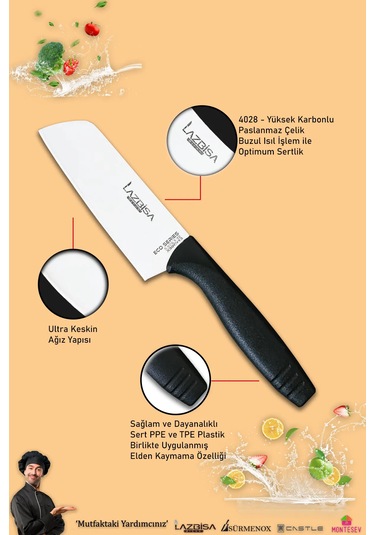 Eco Serisi Mutfak Bıçak Seti Et Ekmek Sebze Şef Bıçağı 3 Lü Set Siyah