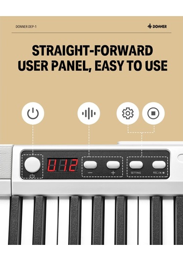 Donner Dep-1 Taşınabilir Dijital Piyano Beyaz