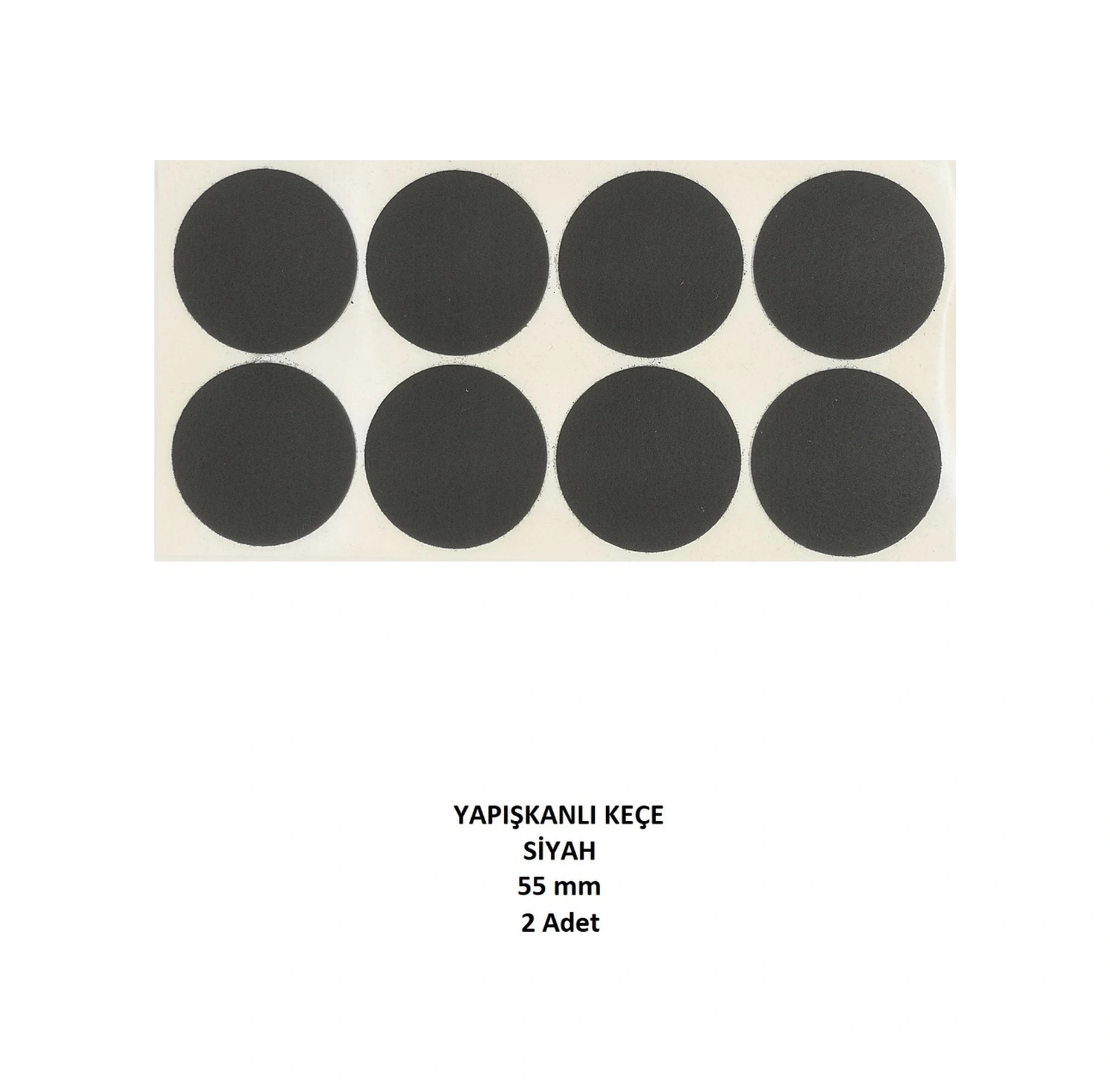 Zemin Koruyucu 55 Mm Siyah Keçe, Ses Ve Çizik Önleyici Siyah Mobilya Keçesi 2 Adet Siyah