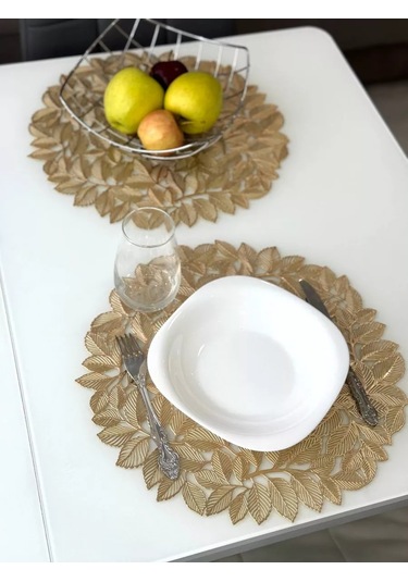 Heavenly Place Yuvarlak Servis Peçeteleri Masa Örtüsü Seti 4 Adet Peçete 224608550 Altın Rengi