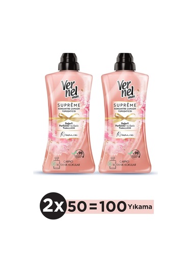 Vernel Max Konsantre Çamaşır Yumuşatıcısı 100 Yıkama Supreme Romance 2 x 1200 ML