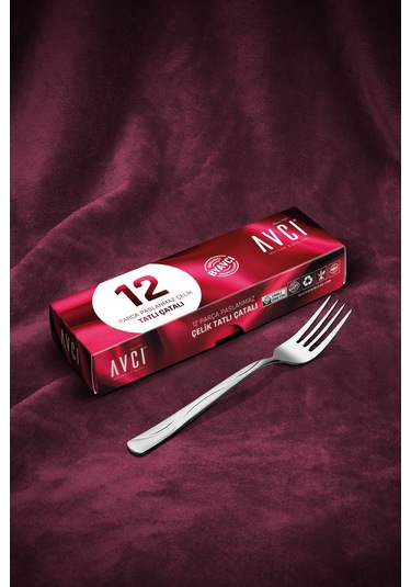 Avcı Ay Işığı 12 Adet Tatlı Çatalı Gümüş