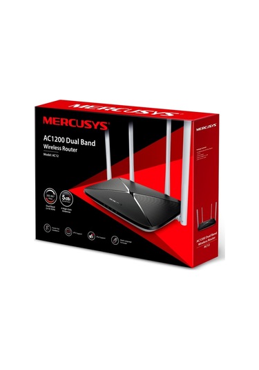 Tp-link Mercusys Ac12 Ac1200 4 Port 10/100 4x5dbı 300mbps Kablosuz Router