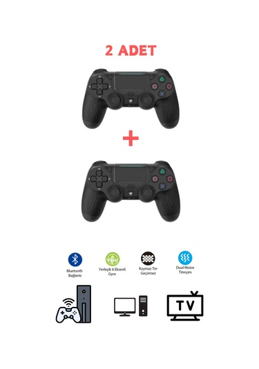 Kablosuz Titreşimli Oyun Kolu Joystick Ps4 Kolu Ps Pc Tv Uyumlu 2'li Set