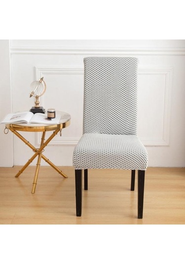 Açık Gri Spandex Jakarlı Sandalye Düz Renk Streç Mobilya Koruyucu Slipcovers Yemek Odası Düğün Için Çıkarılabilir Sandalye Kapakları