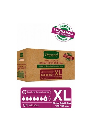 Depend Emici Külot Kadın Hasta Bezi XL 6 x 9'lu