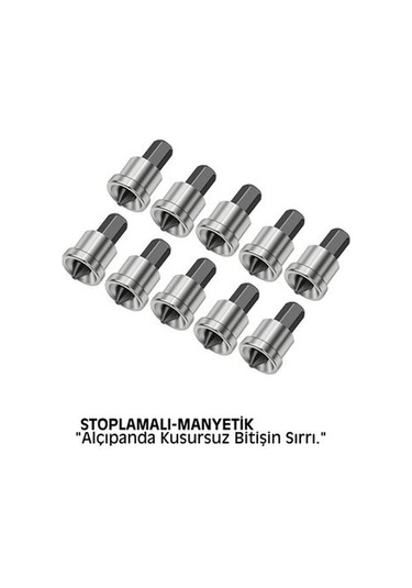 10 Adet Alçıpan Bits Uç Seti - Manyetik Ph2 Krom Çelik 25mm Vidalama Başlığı
