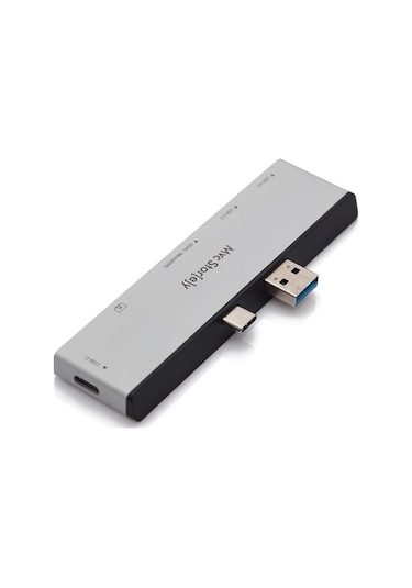 Surface Pro 7 Hdmı Çevirici Usb Çoklayıcı 4K Usb-C Çevirici-Gümüş