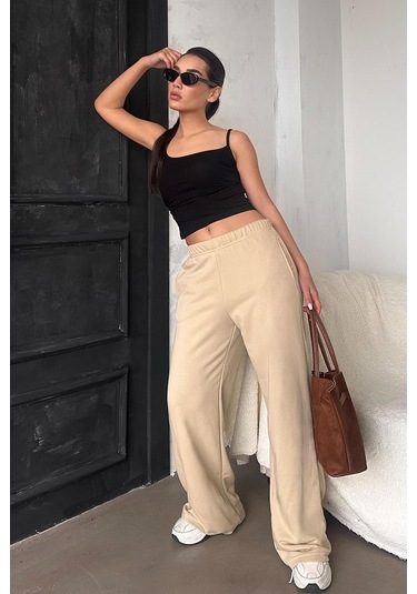 Madmext Bej Bol Paça Kadın Eşofman Altı Mg2279 Bej