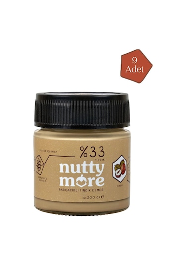 Nutty More %33 Fındık Parçacıklı Fındık Ezmesi 200 Gr X 9 Adet