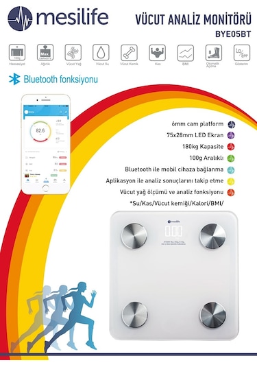 Mesilife BYE05B Yağ Ölçerli Dijital Vucut Analiz Cihazı