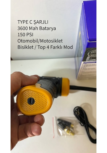 Auhma 6600 Şarjlı Araç Otomobil /bisiklet/ Motosiklet Lastik Pompası Hava Kompresörü 150 Psi 1 Adet